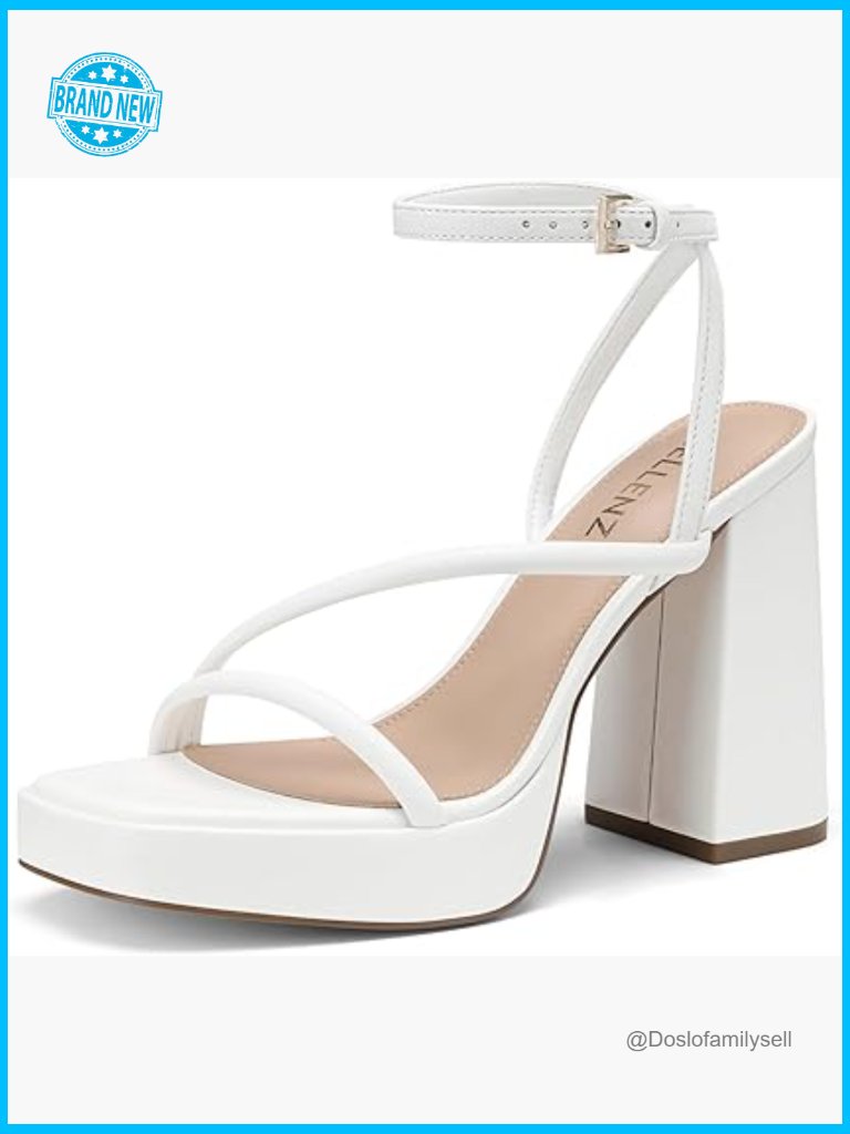 Chunky High Heels Platform Square Toe Strappy Heeled Sandals Women Summer Party